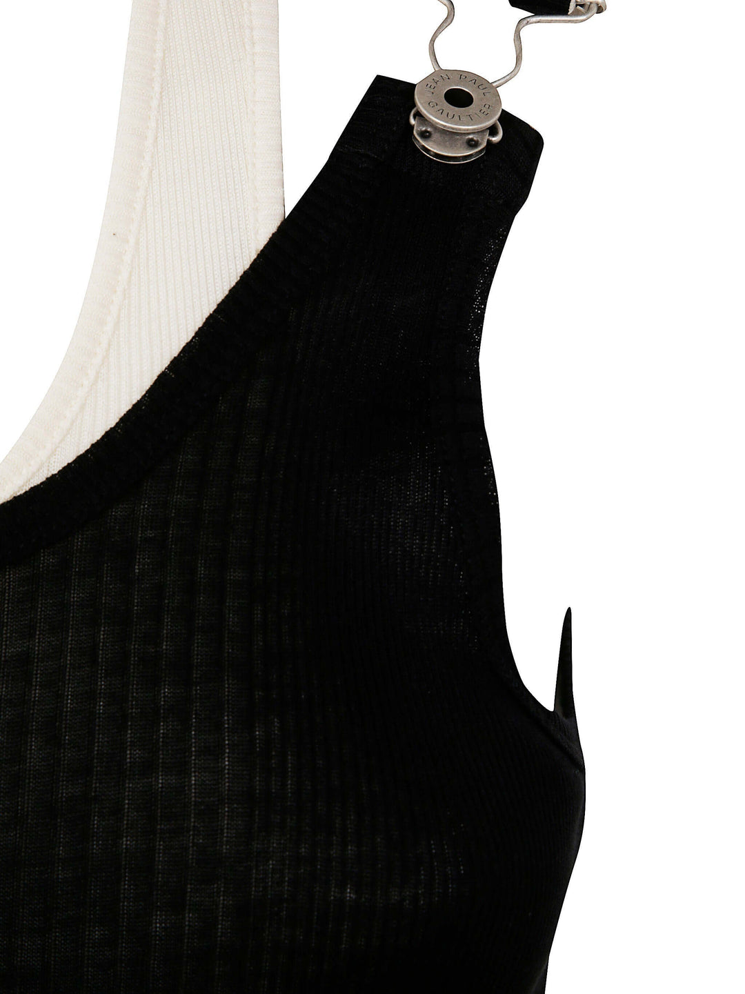 Jean Paul Gaultier Women Cotton Ribbed Twisted Double Layer Sleeveless Dress