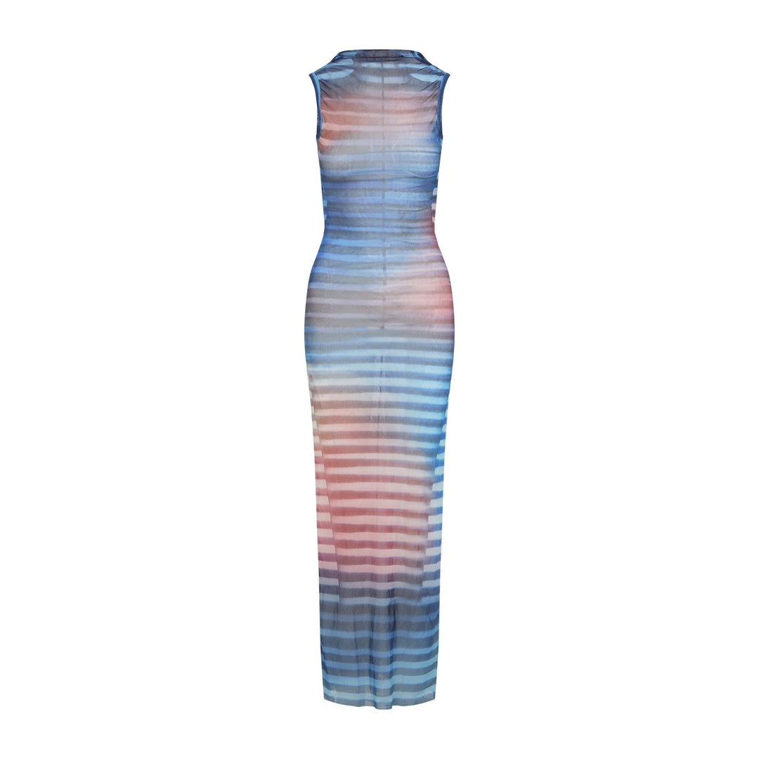 Jean Paul Gaultier Mesh Printed "Air" Long Dress Women