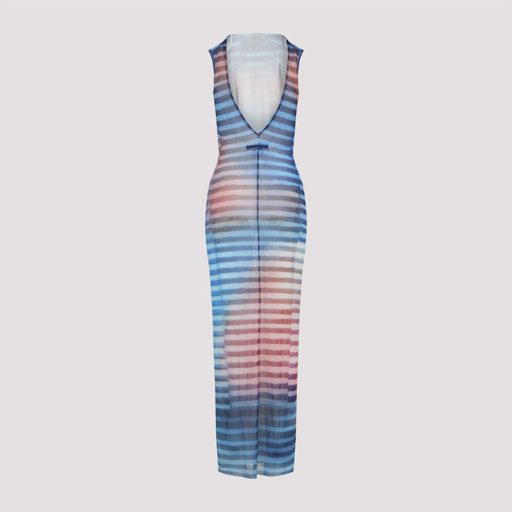 Jean Paul Gaultier Mesh Printed "Air" Long Dress Women