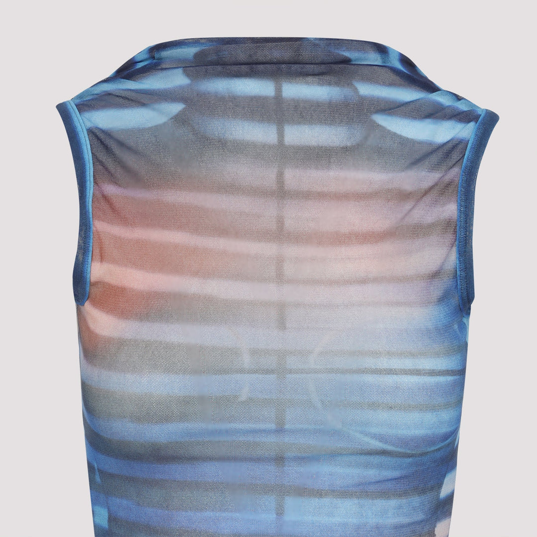 Jean Paul Gaultier Mesh Printed "Air" Long Dress Women