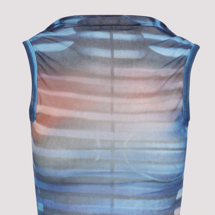 Jean Paul Gaultier Mesh Printed "Air" Long Dress Women