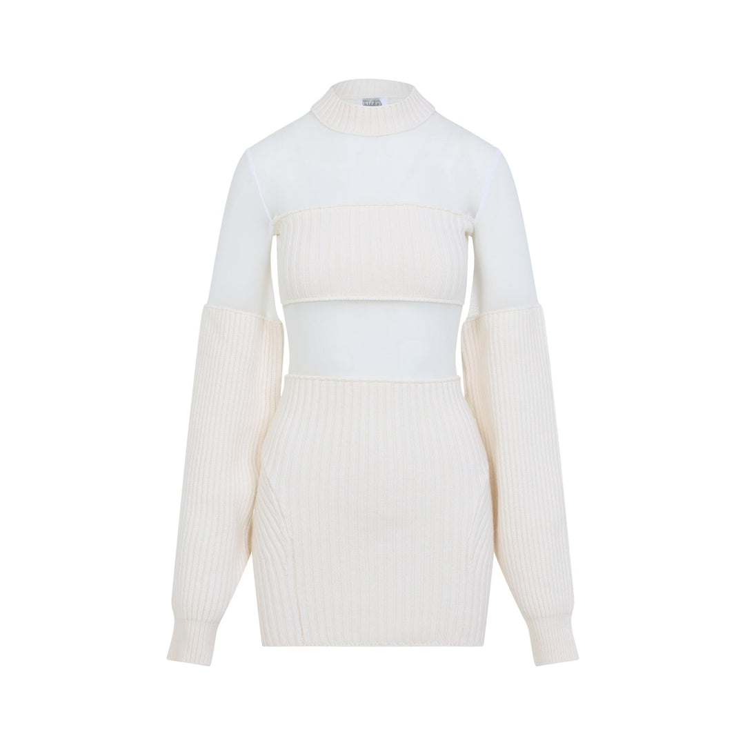 White sweater dress on a white background