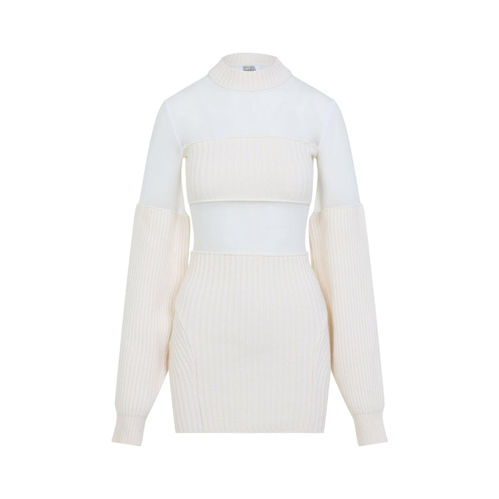 White sweater dress on a white background