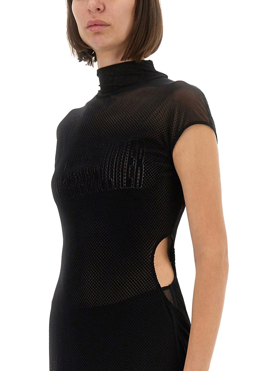 Jean Paul Gaultier Women Mesh Dress With Flocked Logo