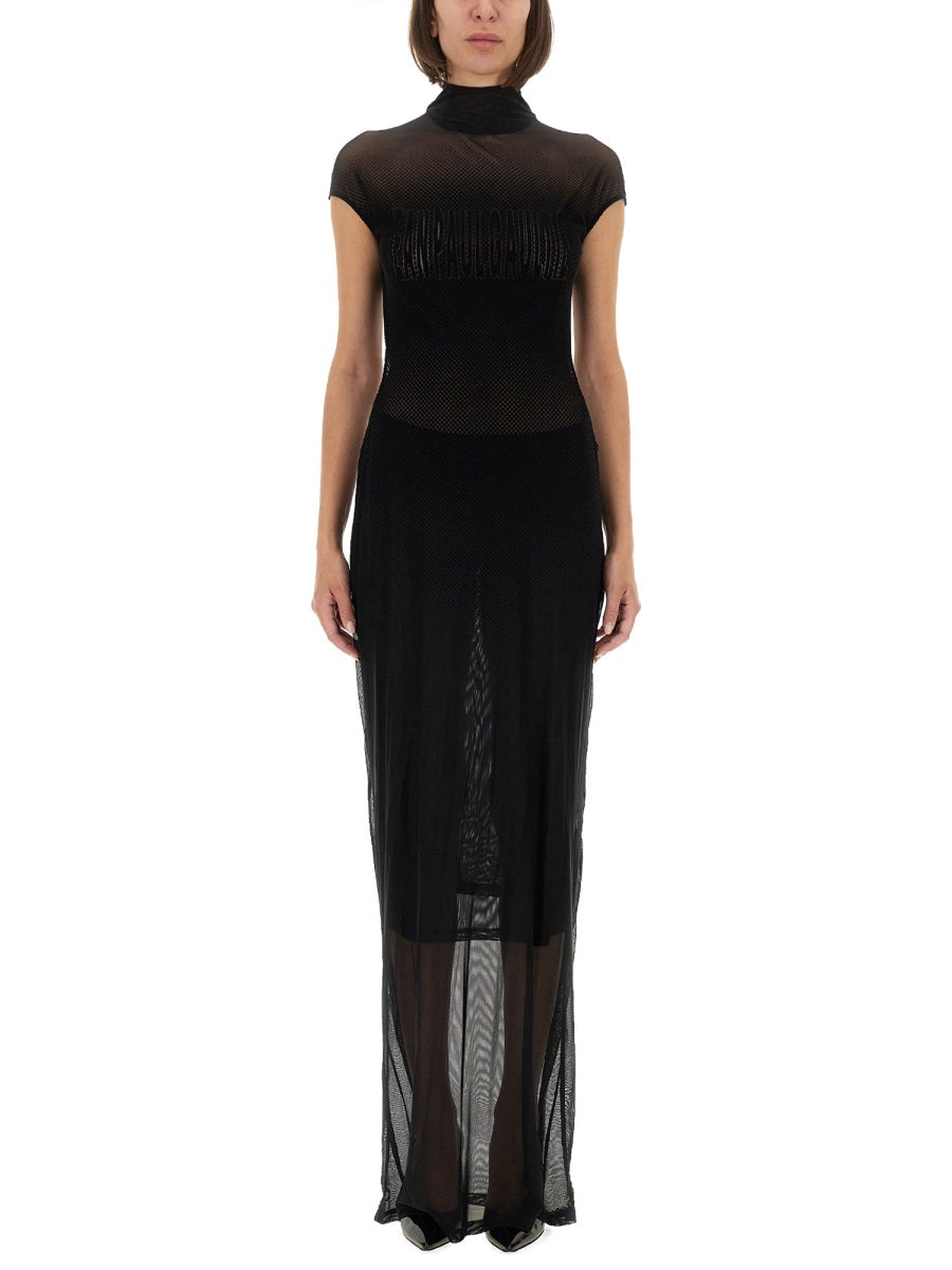Jean Paul Gaultier Women Mesh Dress With Flocked Logo