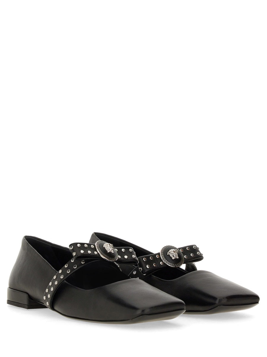 Versace Women Ballerina "Gianni" Ribbon With Studs
