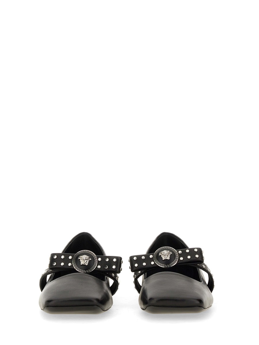 Versace Women Ballerina "Gianni" Ribbon With Studs