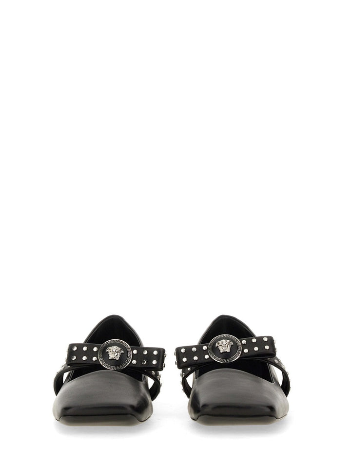 Versace Women Ballerina "Gianni" Ribbon With Studs