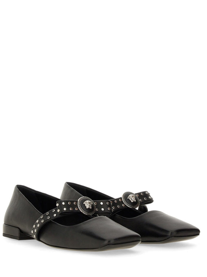 Versace Women Ballerina "Gianni" Ribbon With Studs
