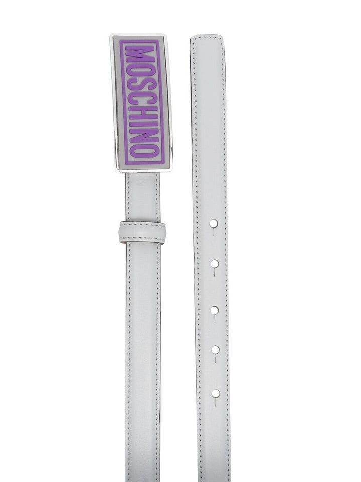 Moschino Men Belt With Enameled Buckle