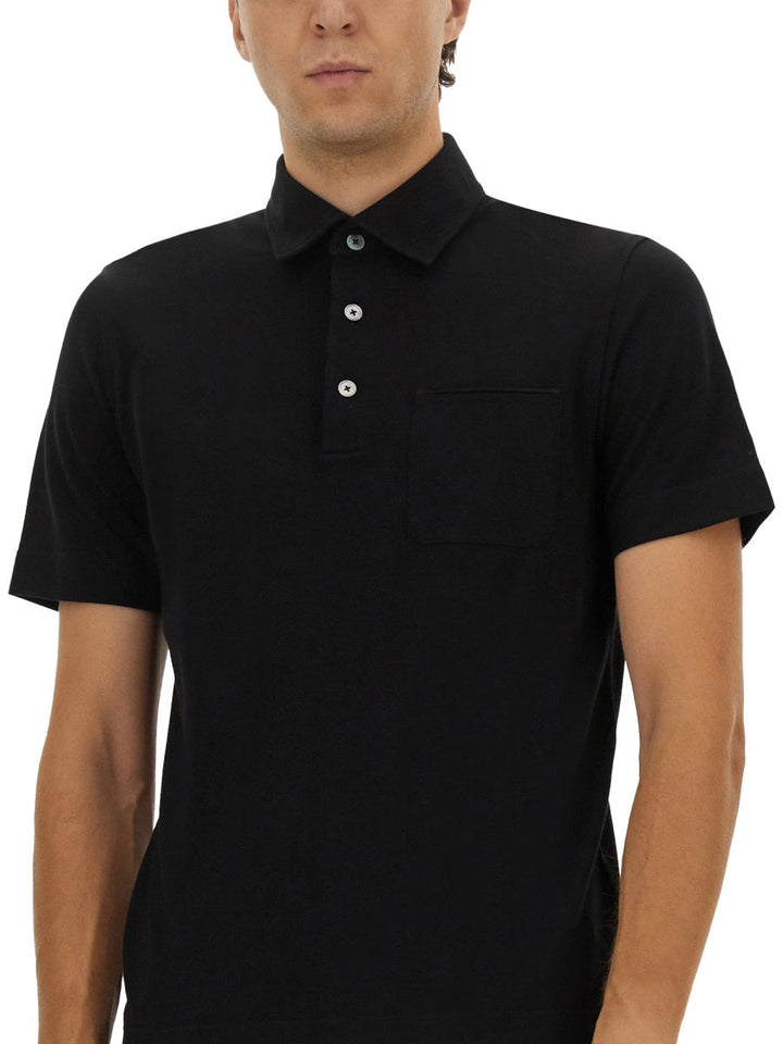 Zegna Men Cotton Polo Shirt With Pocket