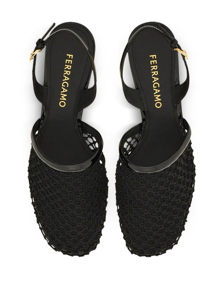 Ferragamo Women Kay 40 Mesh And Leather Slingback