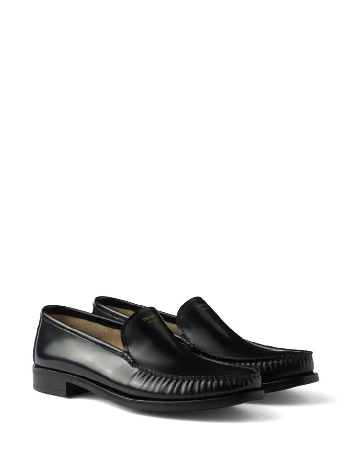 Prada Women Brushed Fumé Leather Loafers