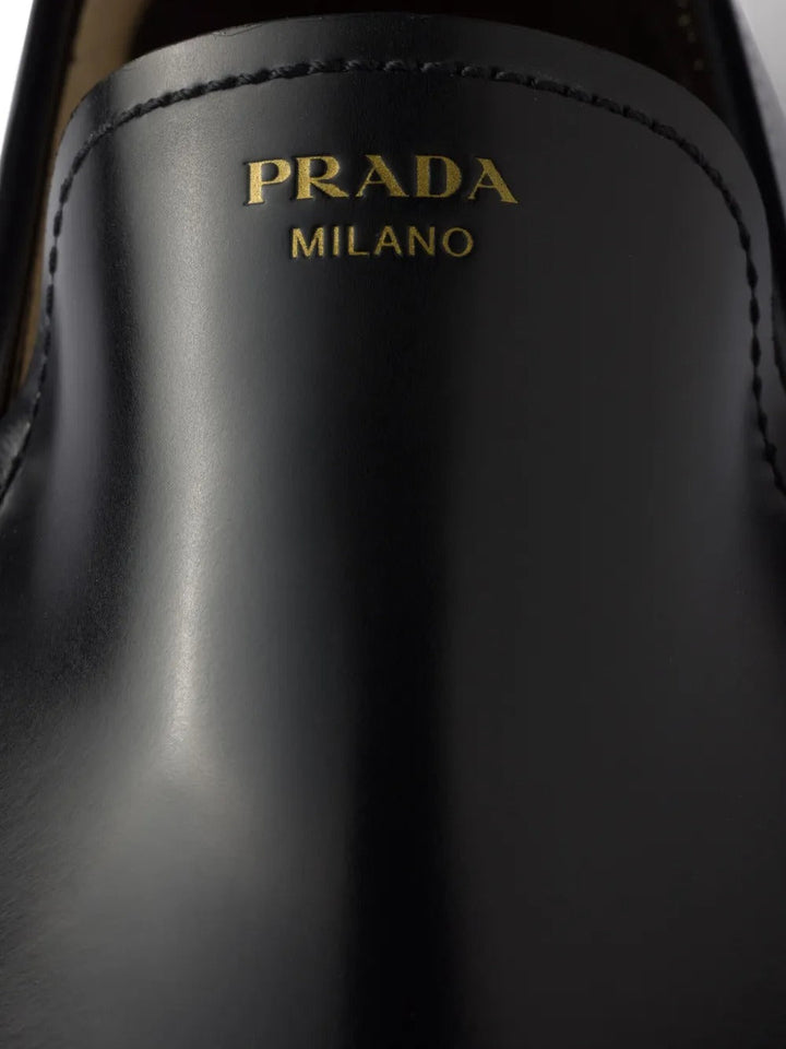 Prada Women Brushed Fumé Leather Loafers
