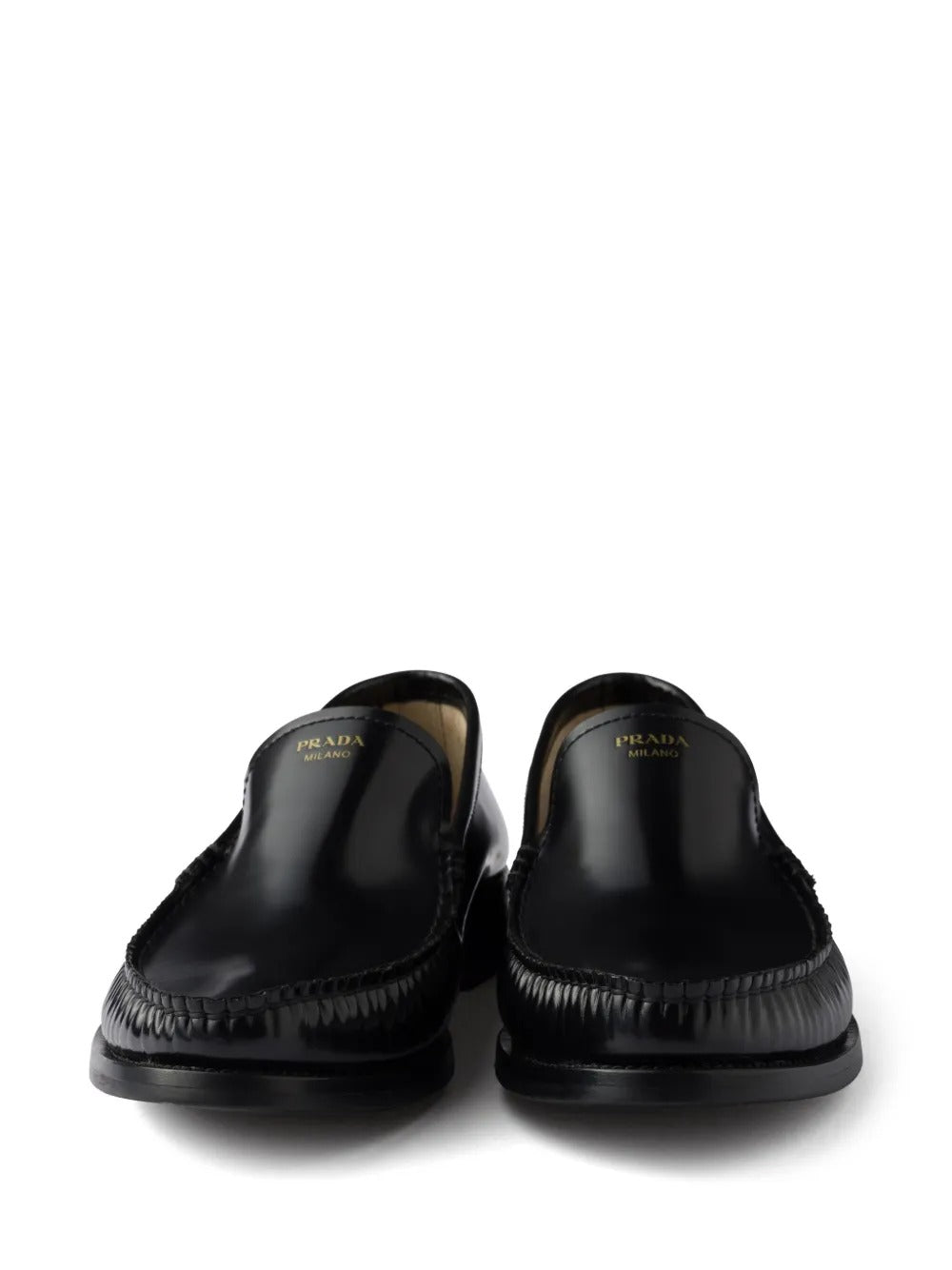 Prada Women Brushed Fumé Leather Loafers