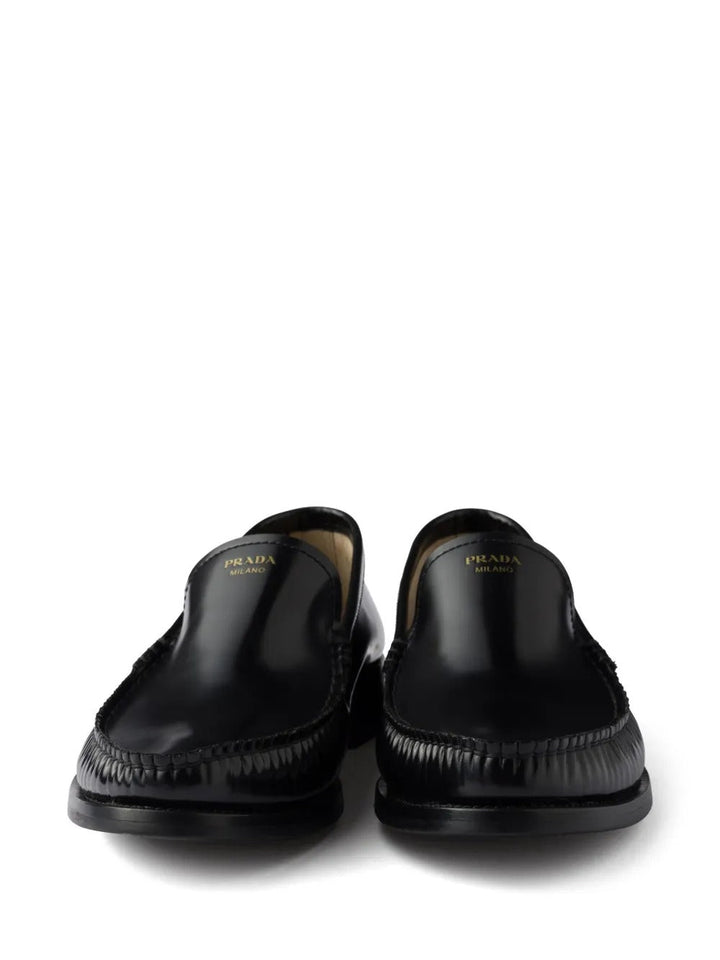 Prada Women Brushed Fumé Leather Loafers