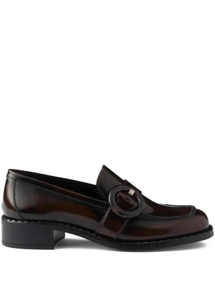 Prada Women Brushed Fumé Leather Loafers