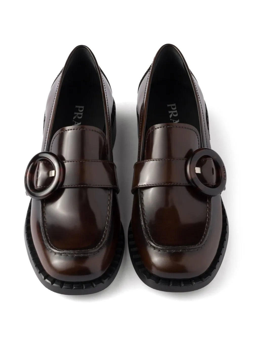 Prada Women Brushed Fumé Leather Loafers