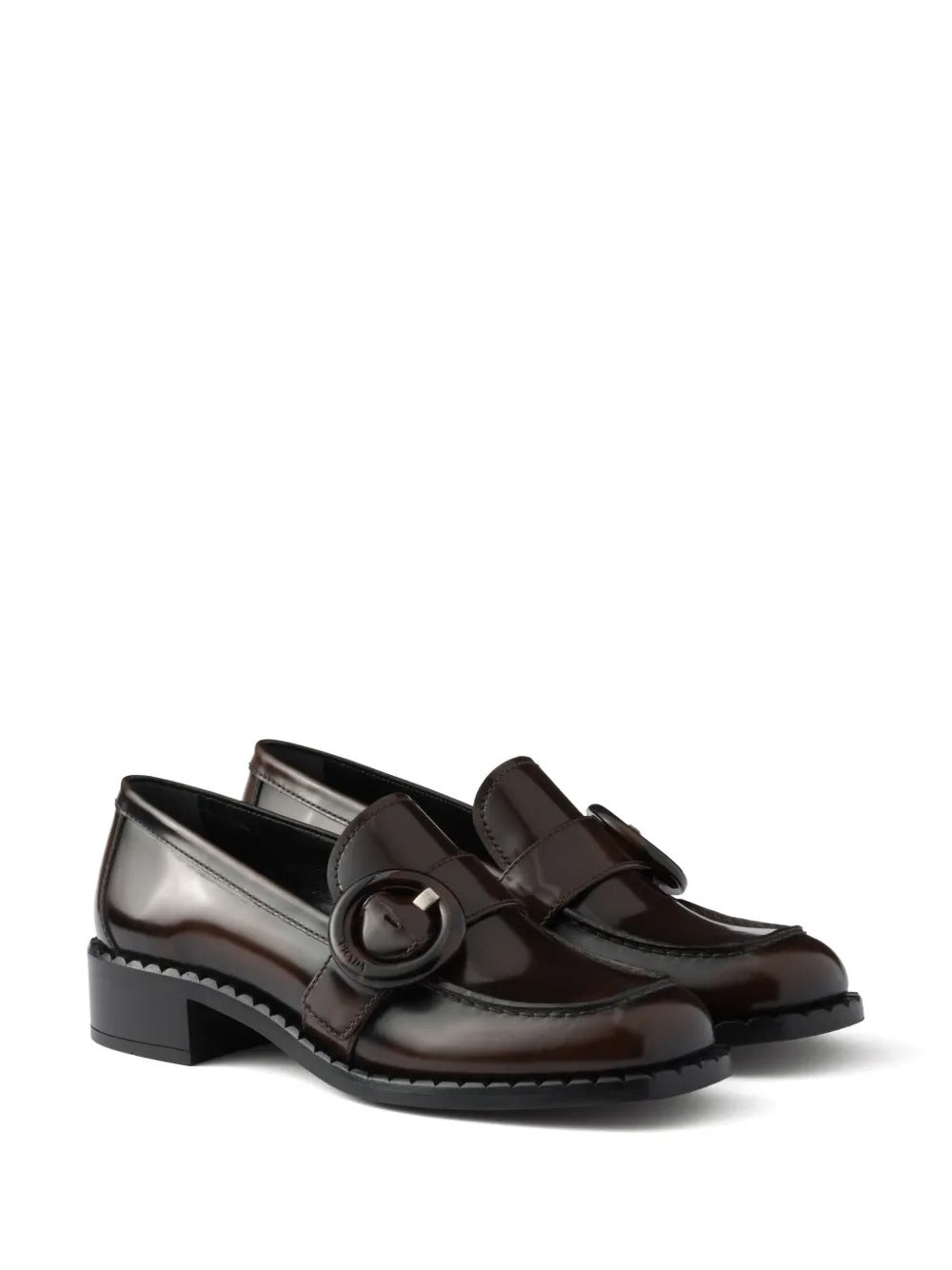 Prada Women Brushed Fumé Leather Loafers