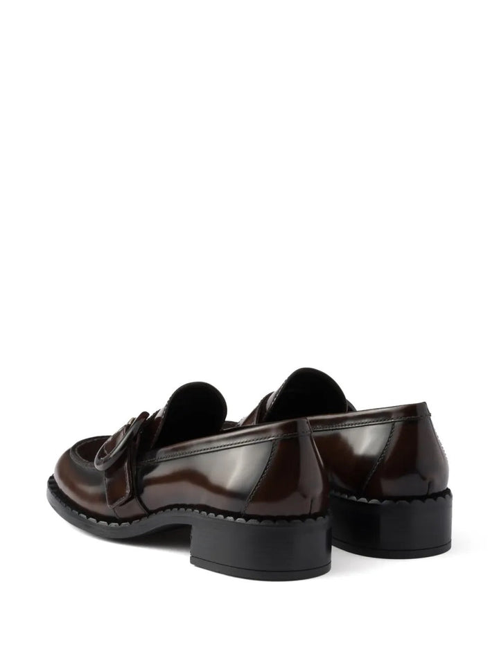 Prada Women Brushed Fumé Leather Loafers