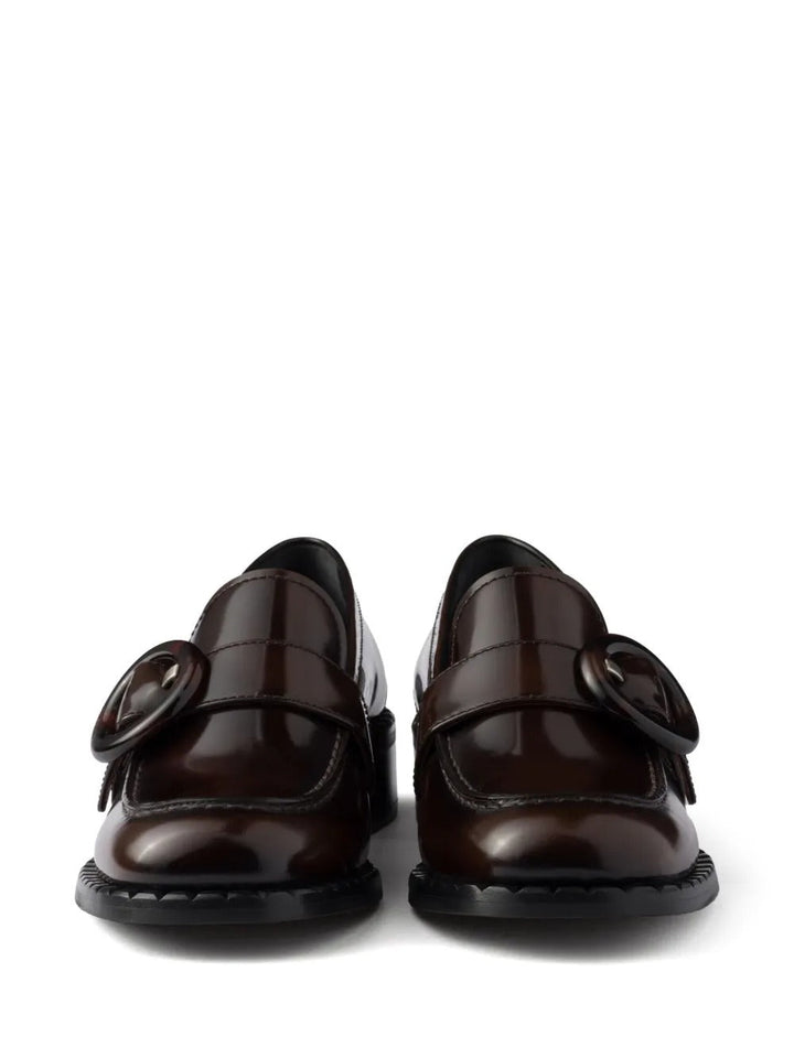 Prada Women Brushed Fumé Leather Loafers