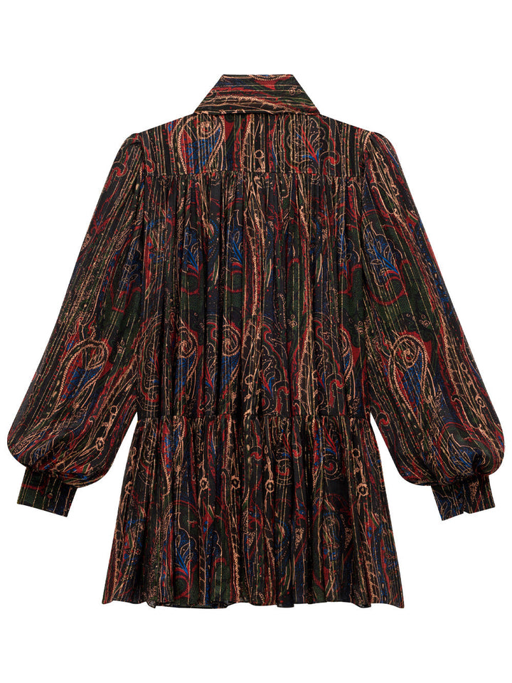 Saint Laurent Women Lavallière Semi-Sheer Dress In Paisley Lurex Silk