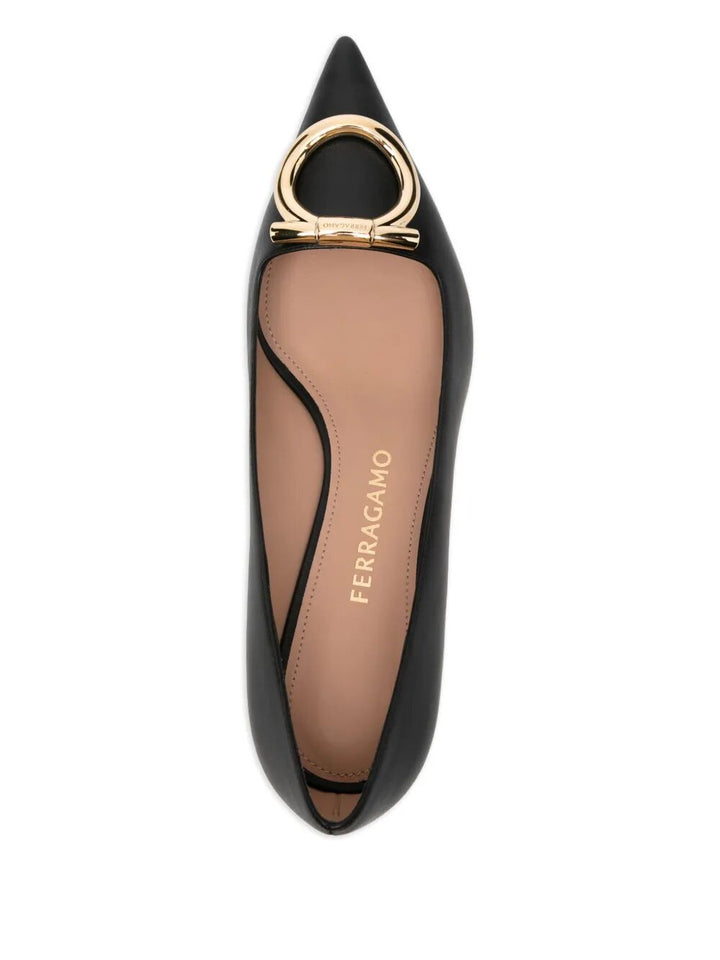 Ferragamo Women Lara Leather Pumps With Maxi Gancini Buckle