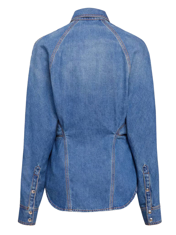 Alaia Women Round Denim Shirt