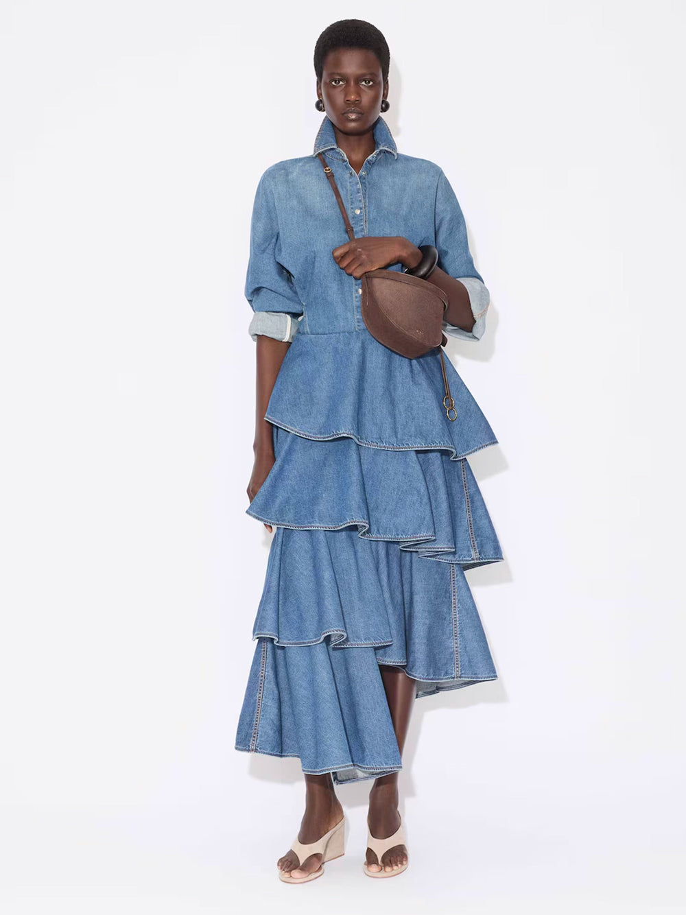 Alaia Women Round Denim Shirt