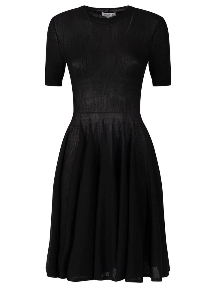 Alaia Women Skater Short-Sleeved Wool Dress