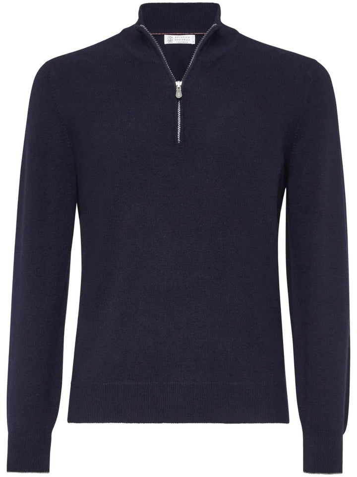Brunello Cucinelli Men Cashmere Sweater With Half Zip