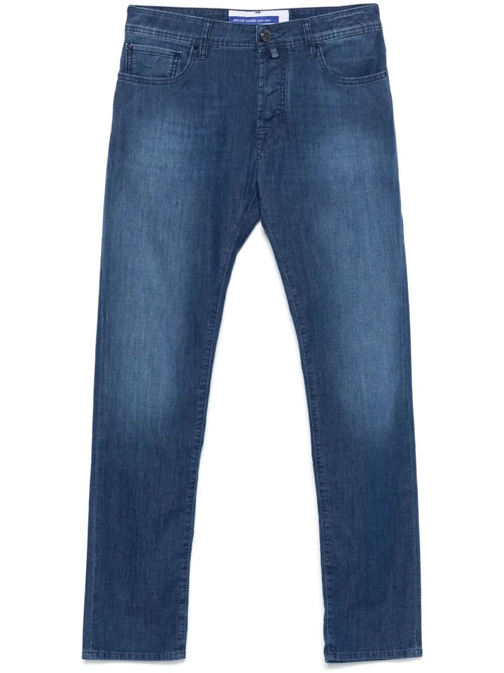 Jacob Cohen Men Pant 5 Pocket Slim Fit Bard Denim Blue Stretch