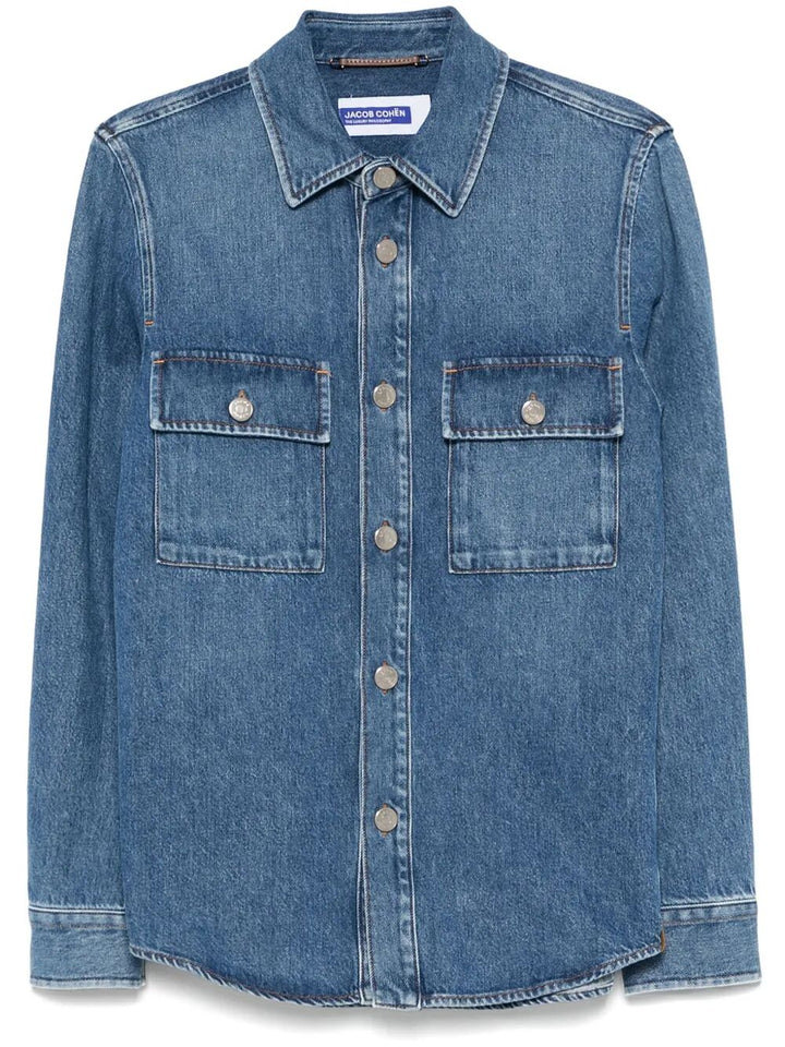 Jacob Cohen Men Light Jacket Denim Blue Vintage