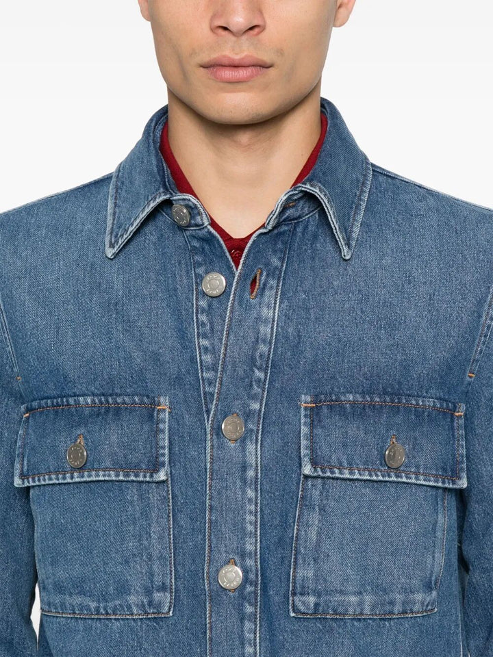 Jacob Cohen Men Light Jacket Denim Blue Vintage
