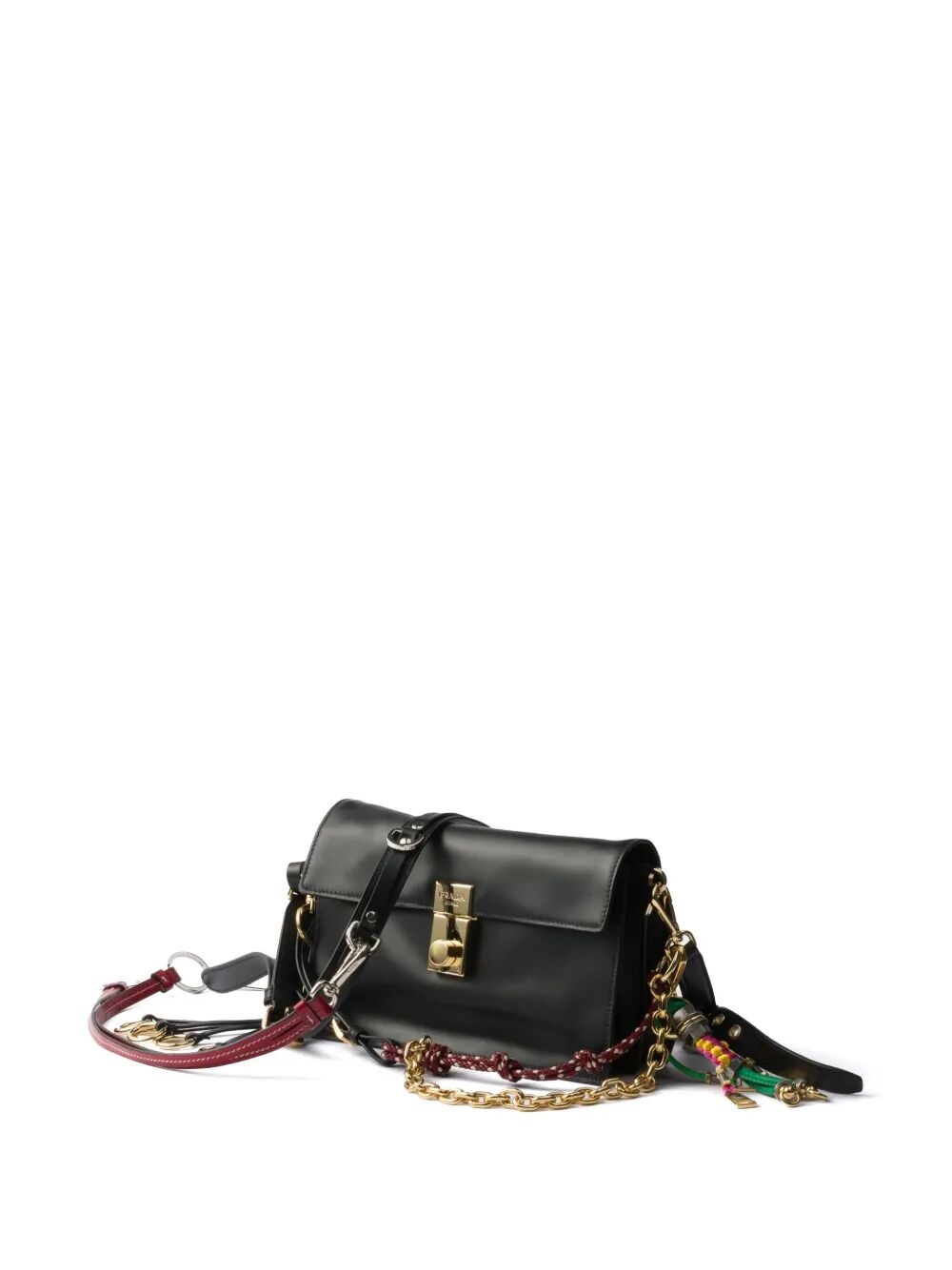 Prada Women Prada Soft Sound Small Leather Shoulder Bag With Charms