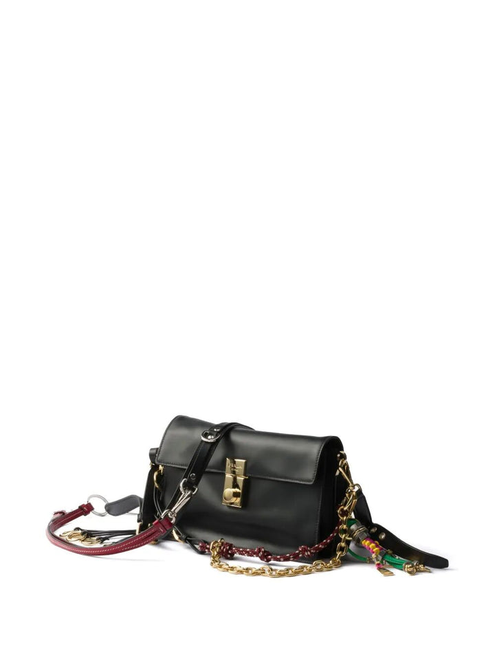 Prada Women Prada Soft Sound Small Leather Shoulder Bag With Charms