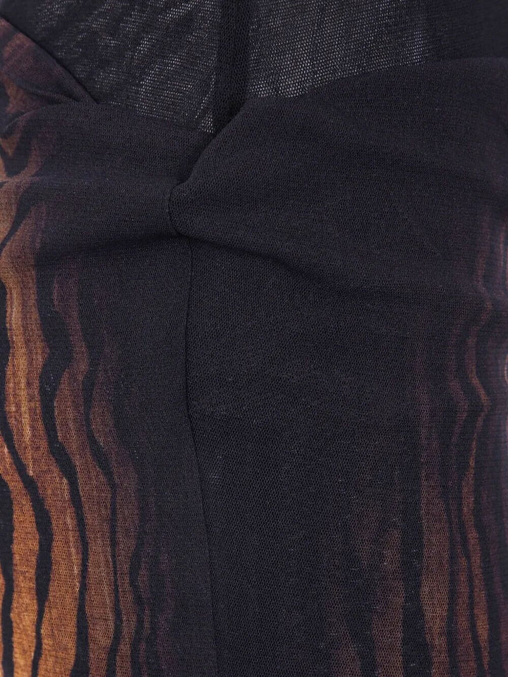 Jean Paul Gaultier Women Mesh Skirt Double Layer Printed "Wood"