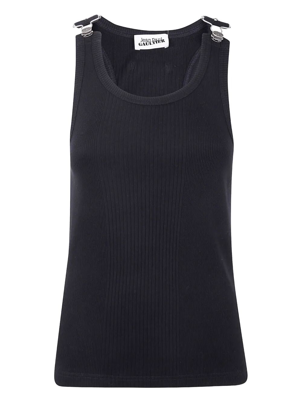 Black tank top with thin straps on a white background