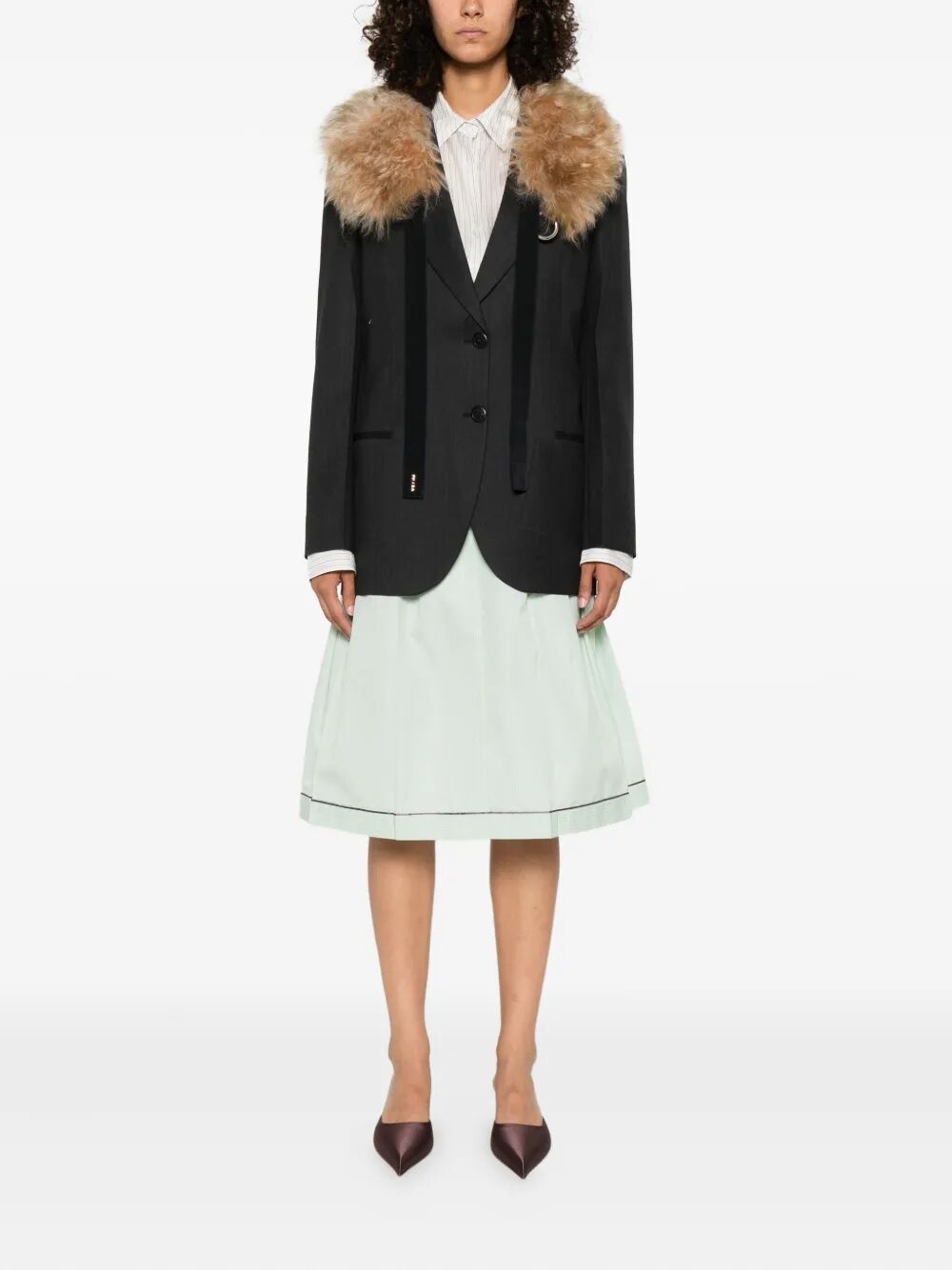 Prada Women Notched-Lapels Wool Blazer
