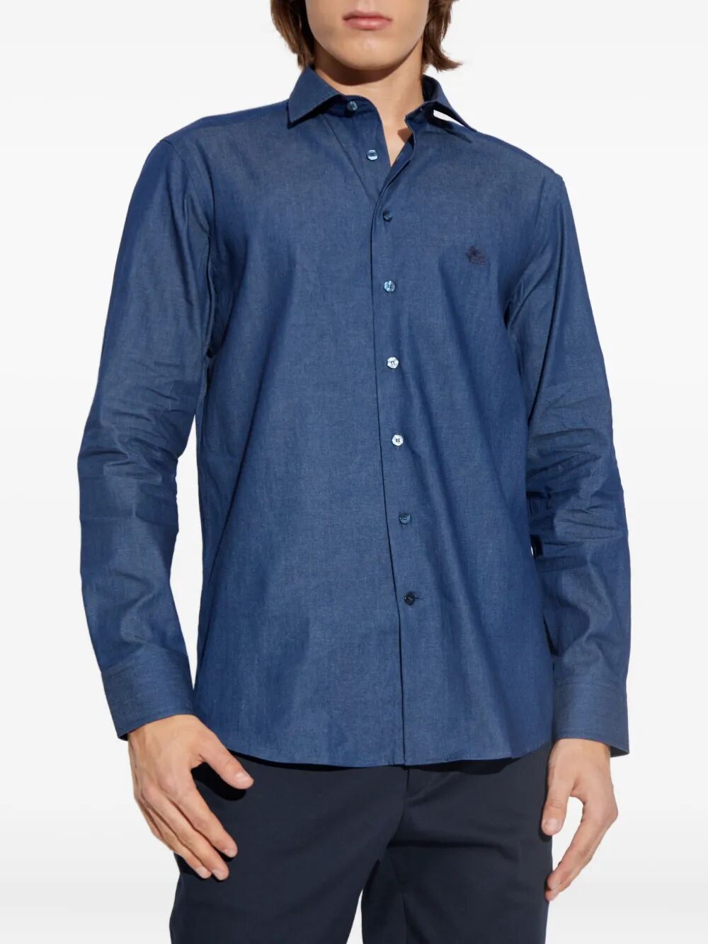 Etro Men Embroidered Logo Cotton Shirt