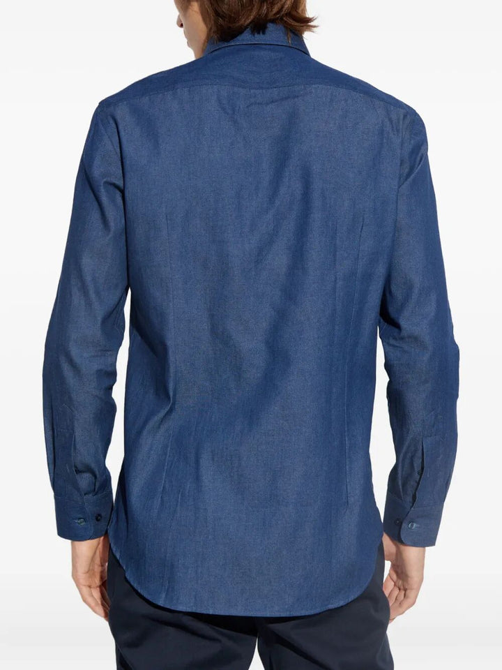 Etro Men Embroidered Logo Cotton Shirt