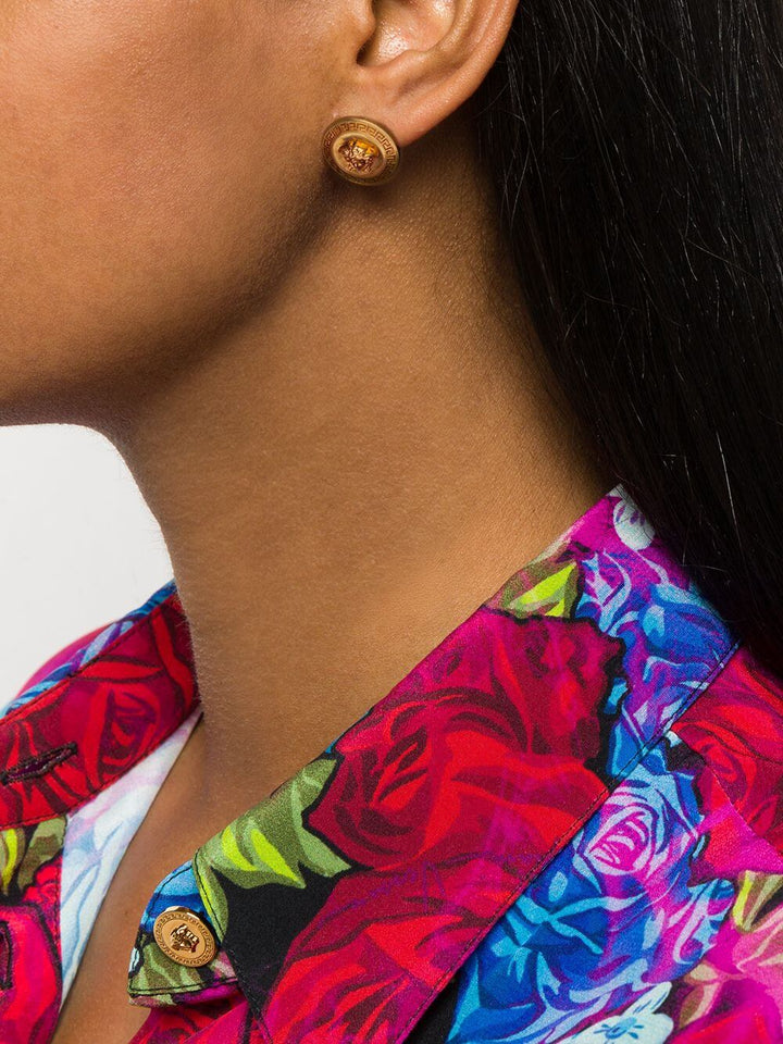 Versace Women Circular Medusa Earrings.