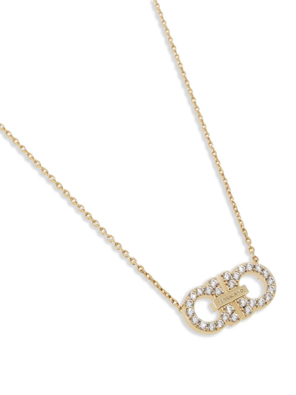 Ferragamo Women Crystal Embellished Two Gancini Pendant Necklace