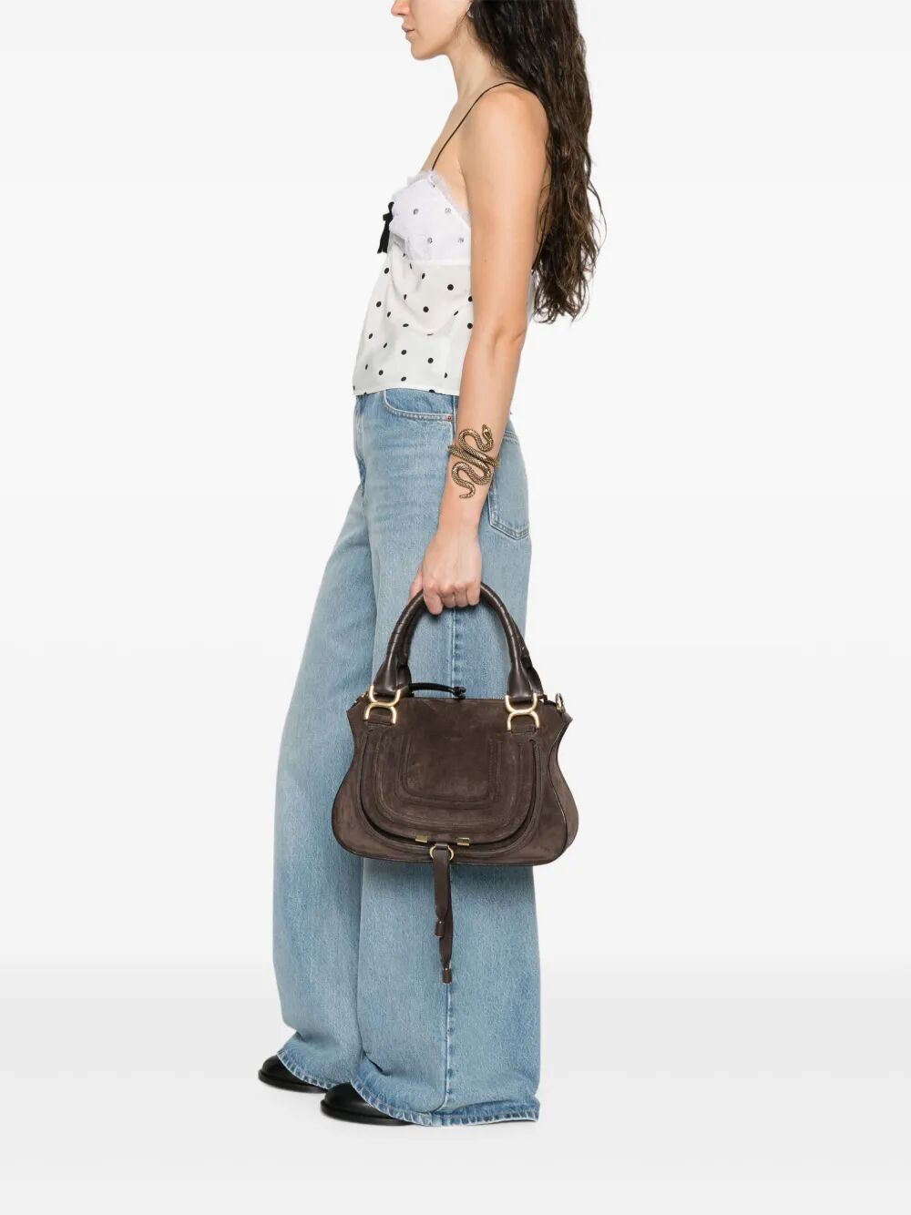Chloe Women Small Marcie Bag In Suede Leather