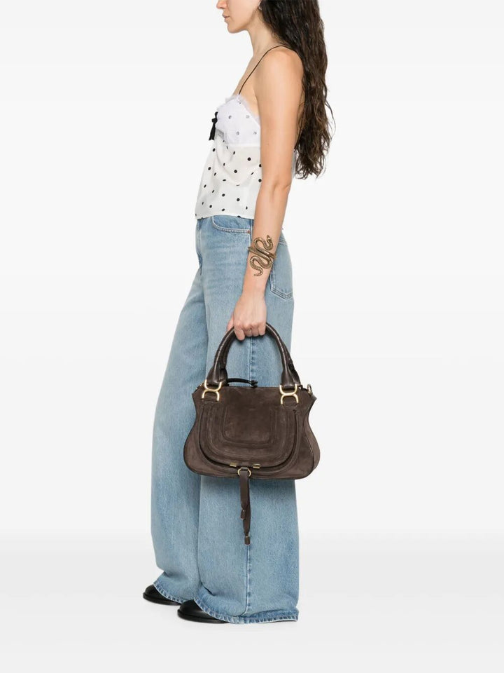 Chloe Women Small Marcie Bag In Suede Leather