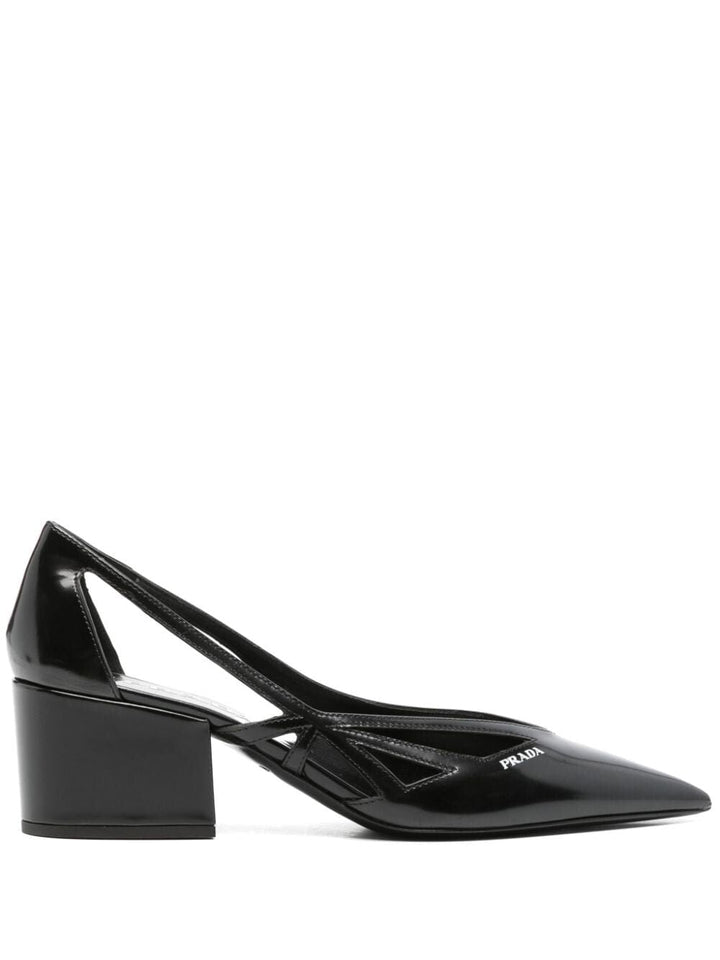 Prada Women Brushed Leather Cut-Out Pumps
