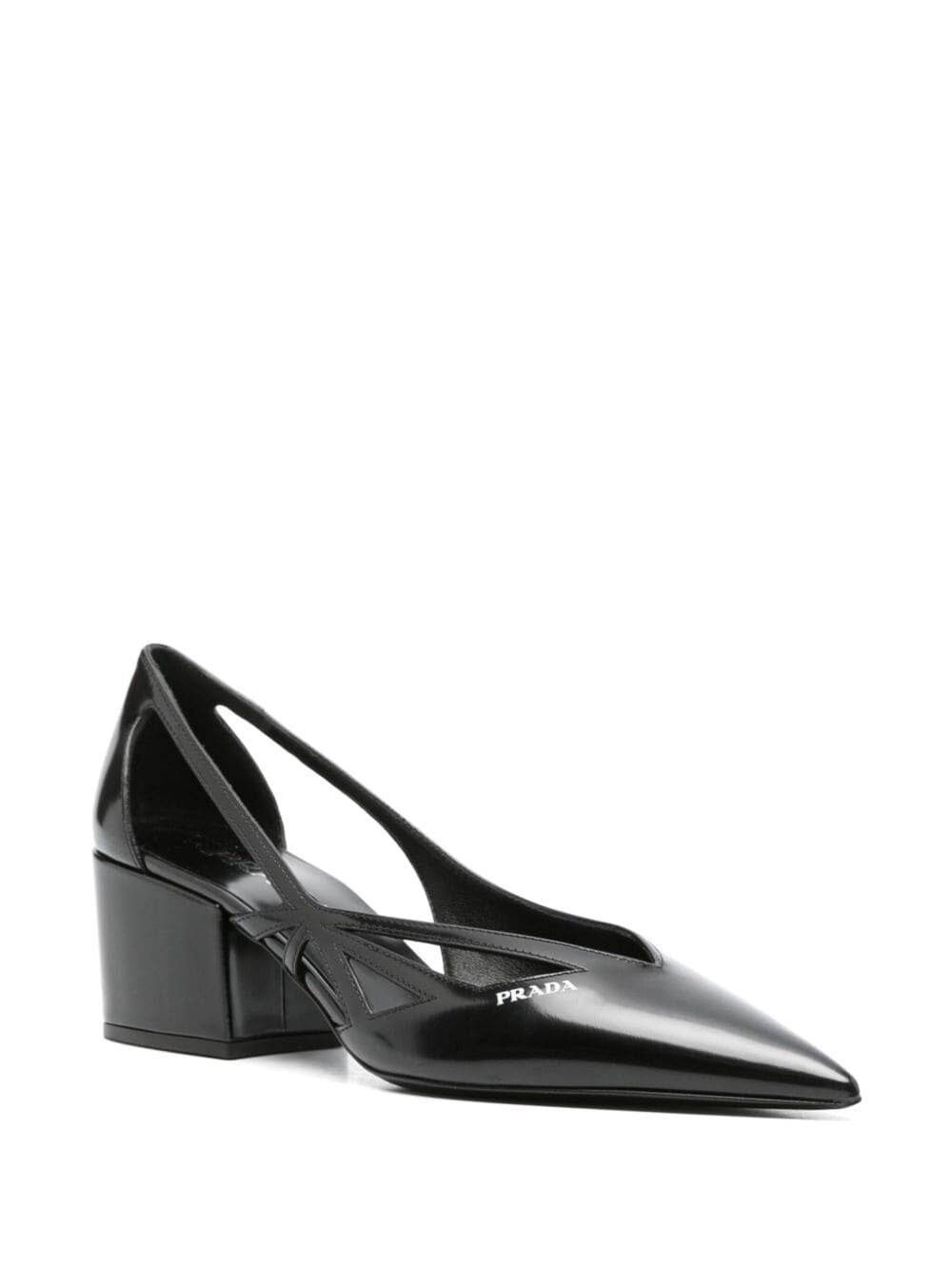 Prada Women Brushed Leather Cut-Out Pumps
