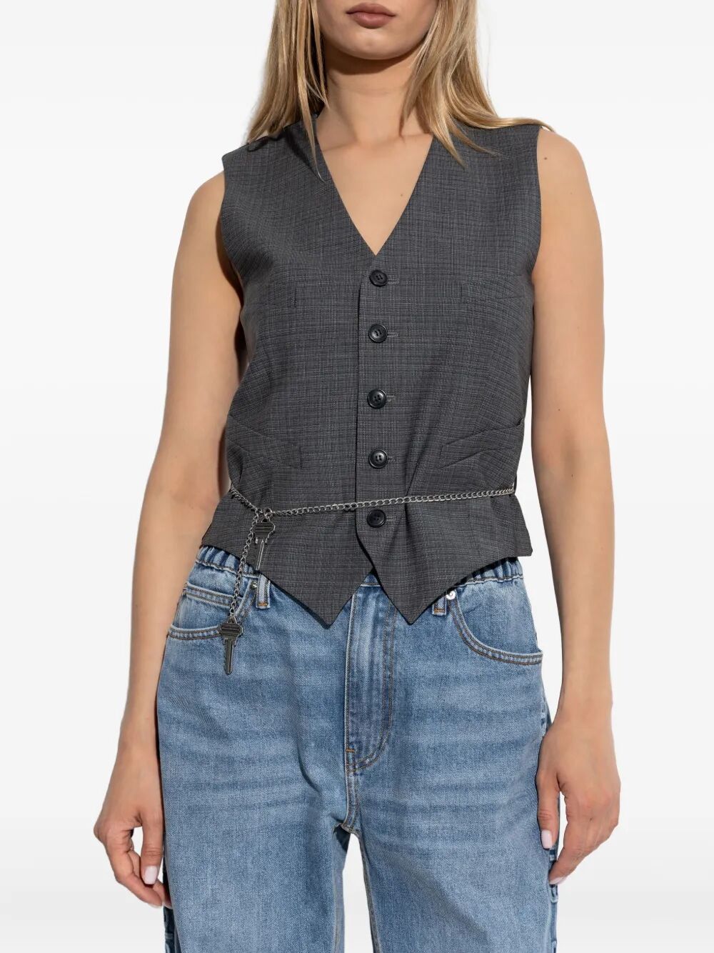Alexander Wang Women Wool-Blend Tailored Vest With Chain-Link