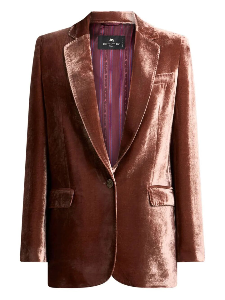 Etro Women Silk-Blend Velvet Straight-Cut Blazer