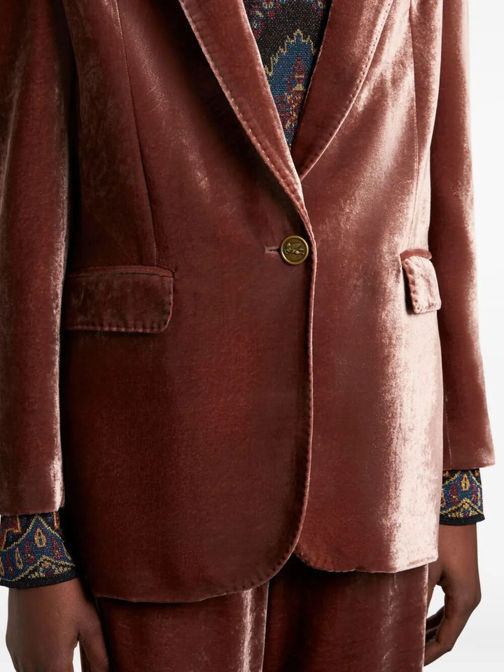 Etro Women Silk-Blend Velvet Straight-Cut Blazer